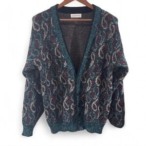 VTG 80s J.J. Cochran Paisley Cardigan Sweater Size Men’s Large
